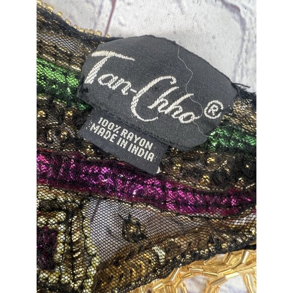 vtg Sequins Beaded Belly Dance Costume Samba Rave Carnival Hip Scarf Belt - Picture 5 of 5